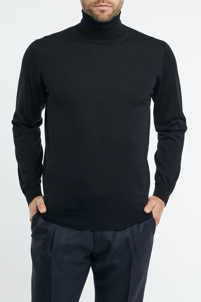  Hindustrie Turtleneck Sweater Royal Merino Black Nero Uomo - 1
