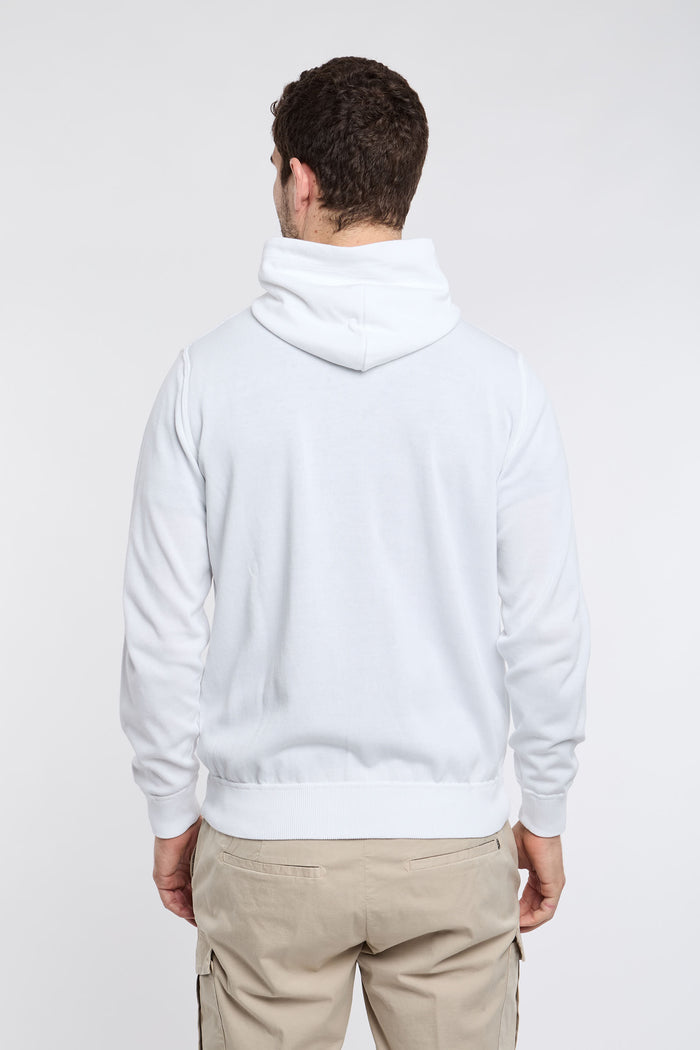  Filippo De Laurentiis Hooded Zip Sweater 100% Co White Bianco Uomo - 4