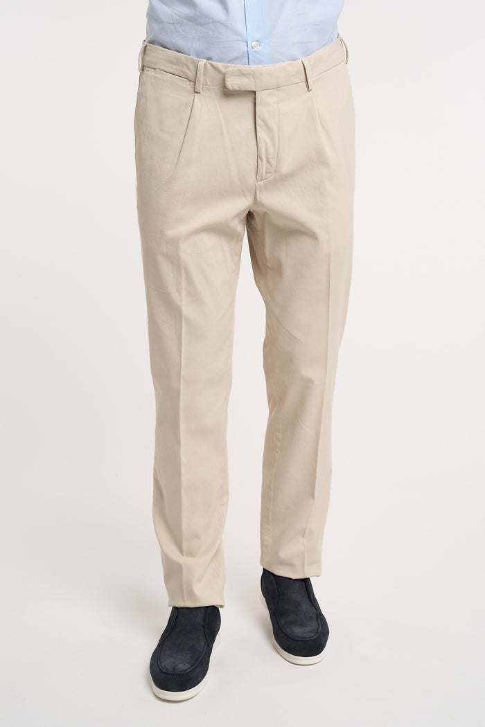  Devore Pants With Pleats In Cotton/silk/elastane Grey Beige Uomo - 1