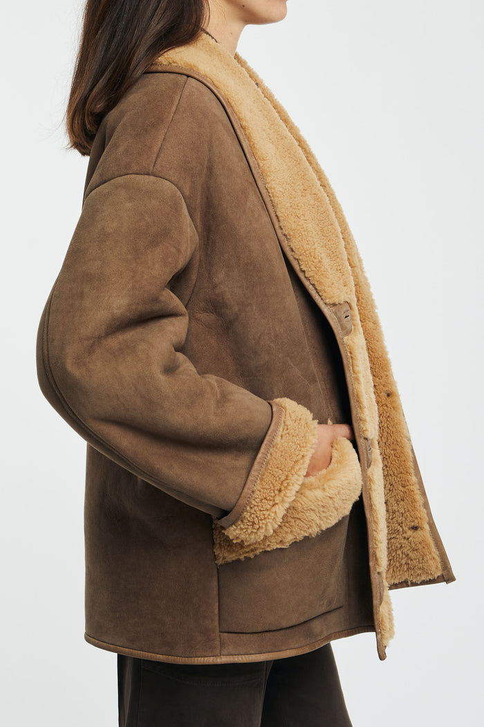  Salvatore Santoro Montone Oversized Brown Jacket For Women Marrone Donna - 3