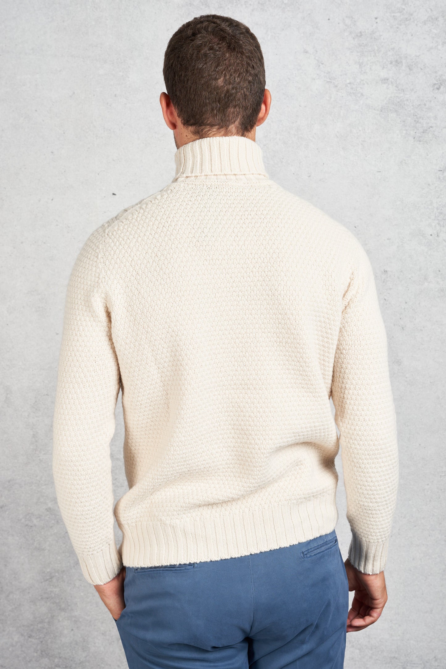  Drumohr Men's White Braided Turtleneck Sweater Bianco Uomo - 5
