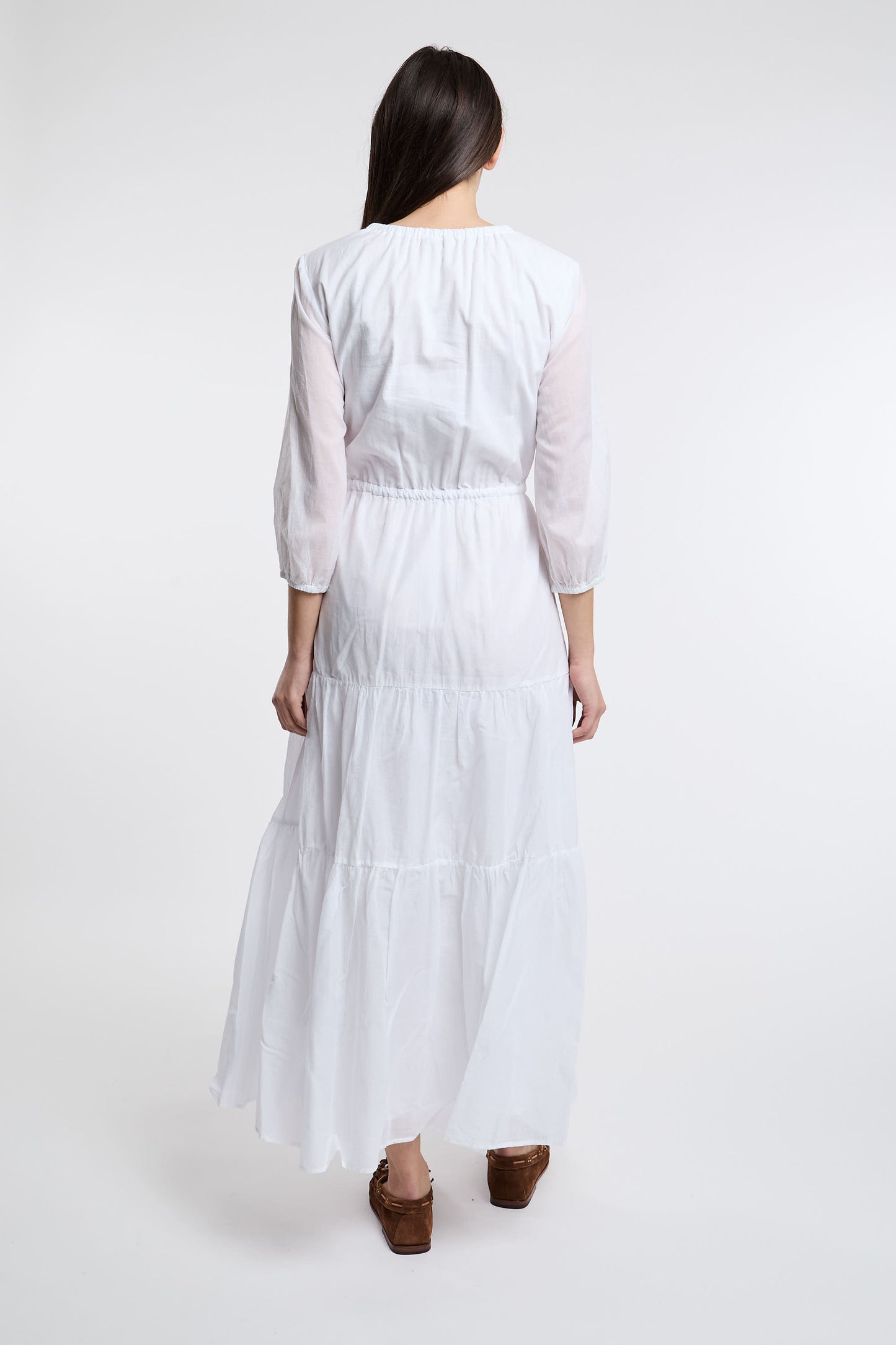  Peserico Long Dress 100% Co White Bianco Donna - 4