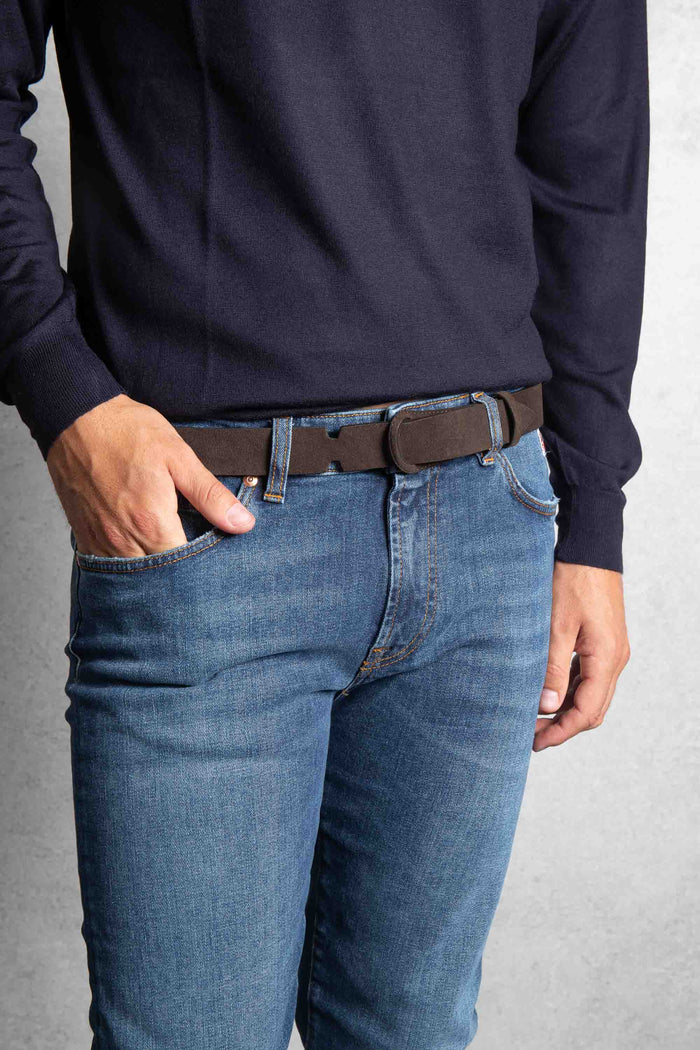 Orciani Nobuckle Suede Belt In Brown Suede And Fabric For Men