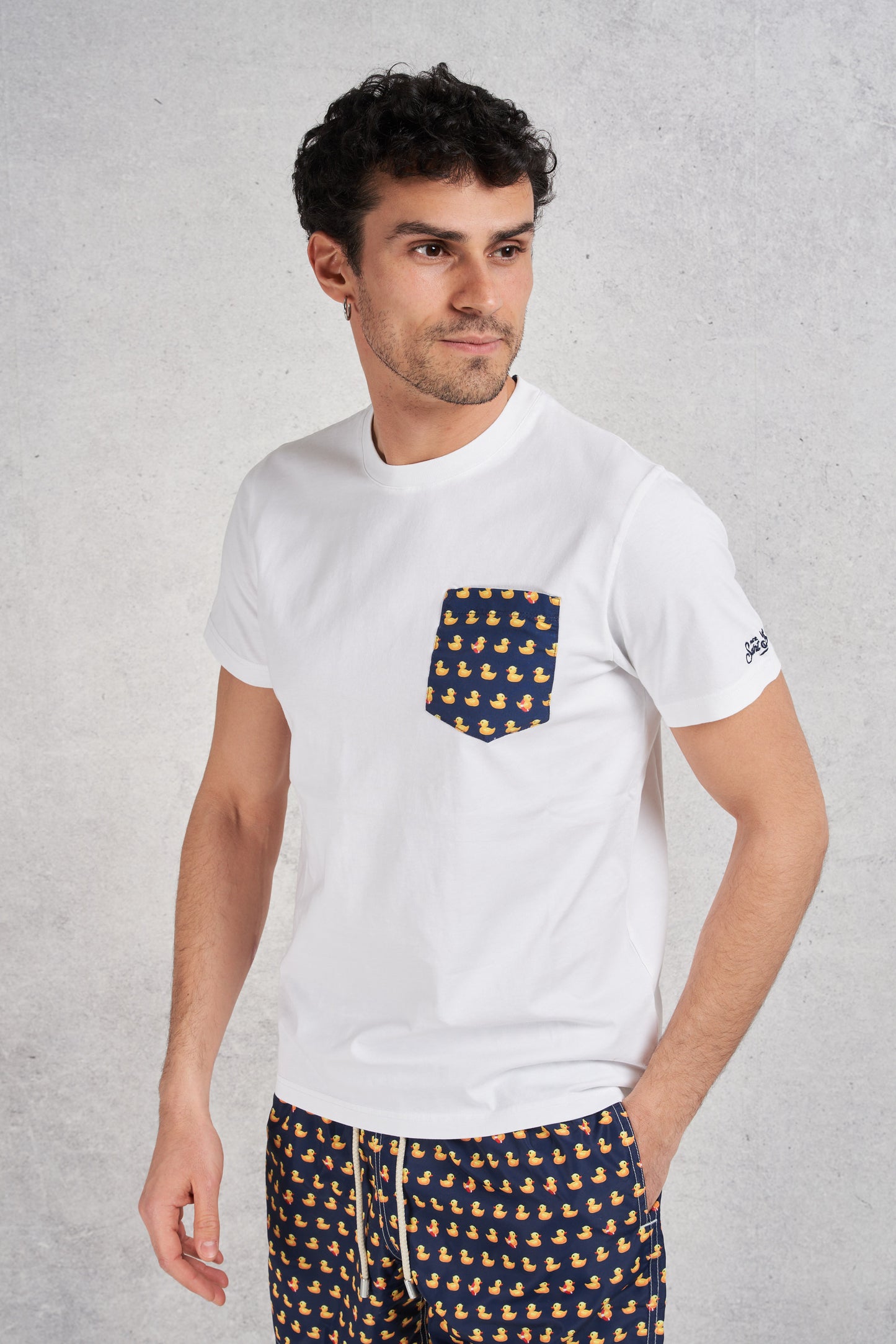  Mc2 Saint Barth Cotton T-shirt With Printed Details Multicolor Multicolor Uomo - 3