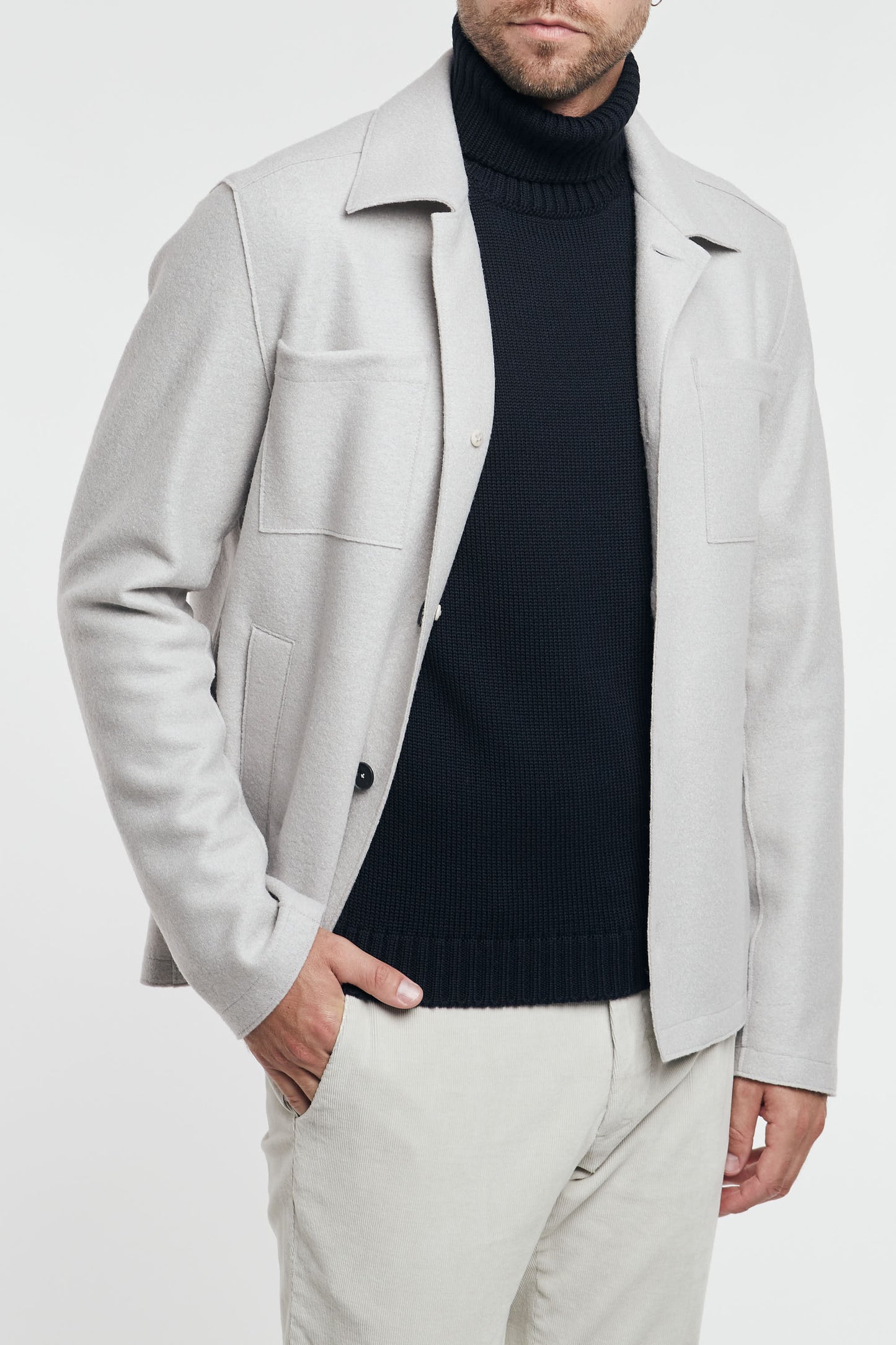 Herno Camicia Light Boiled Wool Multicolor 93042-20612 Bianco Uomo - 3