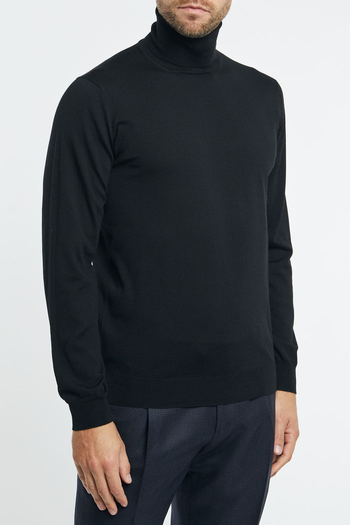  Hindustrie Turtleneck Sweater Royal Merino Black Nero Uomo - 3