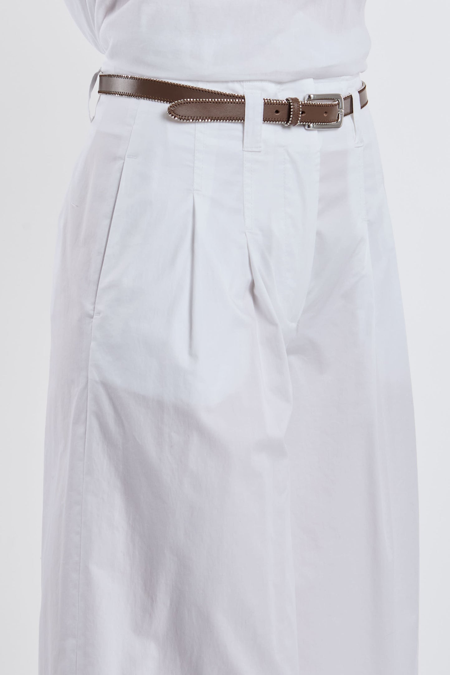  Peserico White Stretch Cotton Sateen Trousers Bianco Donna - 6