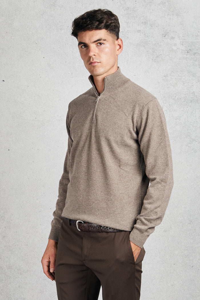 Filippo De Laurentiis Men's Brown Zip Neck Sweater-2