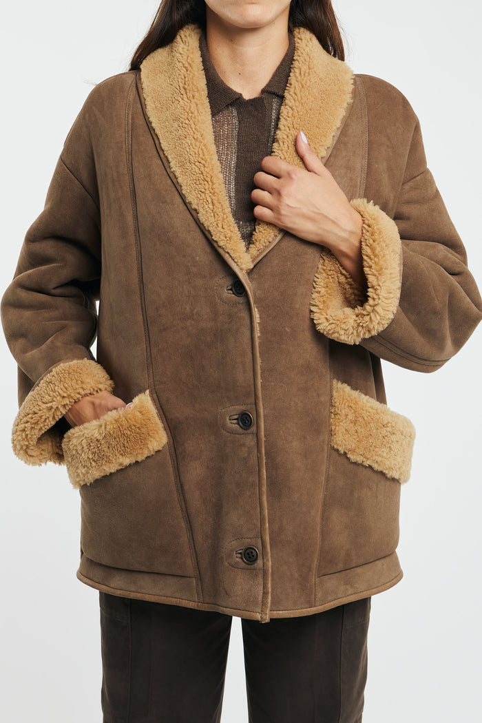  Salvatore Santoro Montone Oversized Brown Jacket For Women Marrone Donna - 4