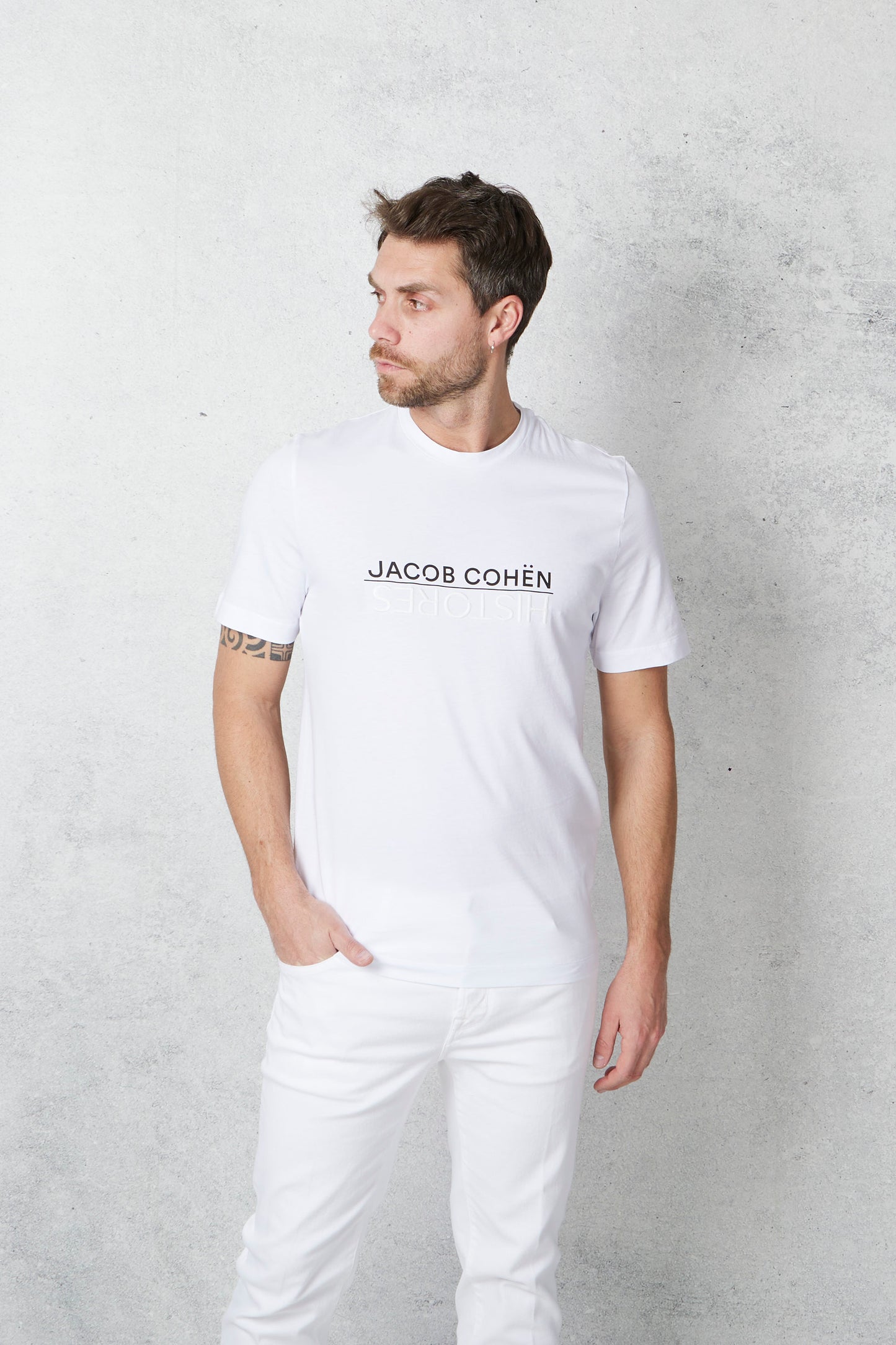  Jacob Cohen X Histores T-shirt Girocollo Histores Bianco Bianco Uomo - 3