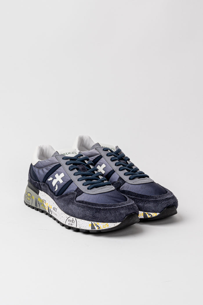 Premiata Sneakers Blu in Pelle/Tessuto-2