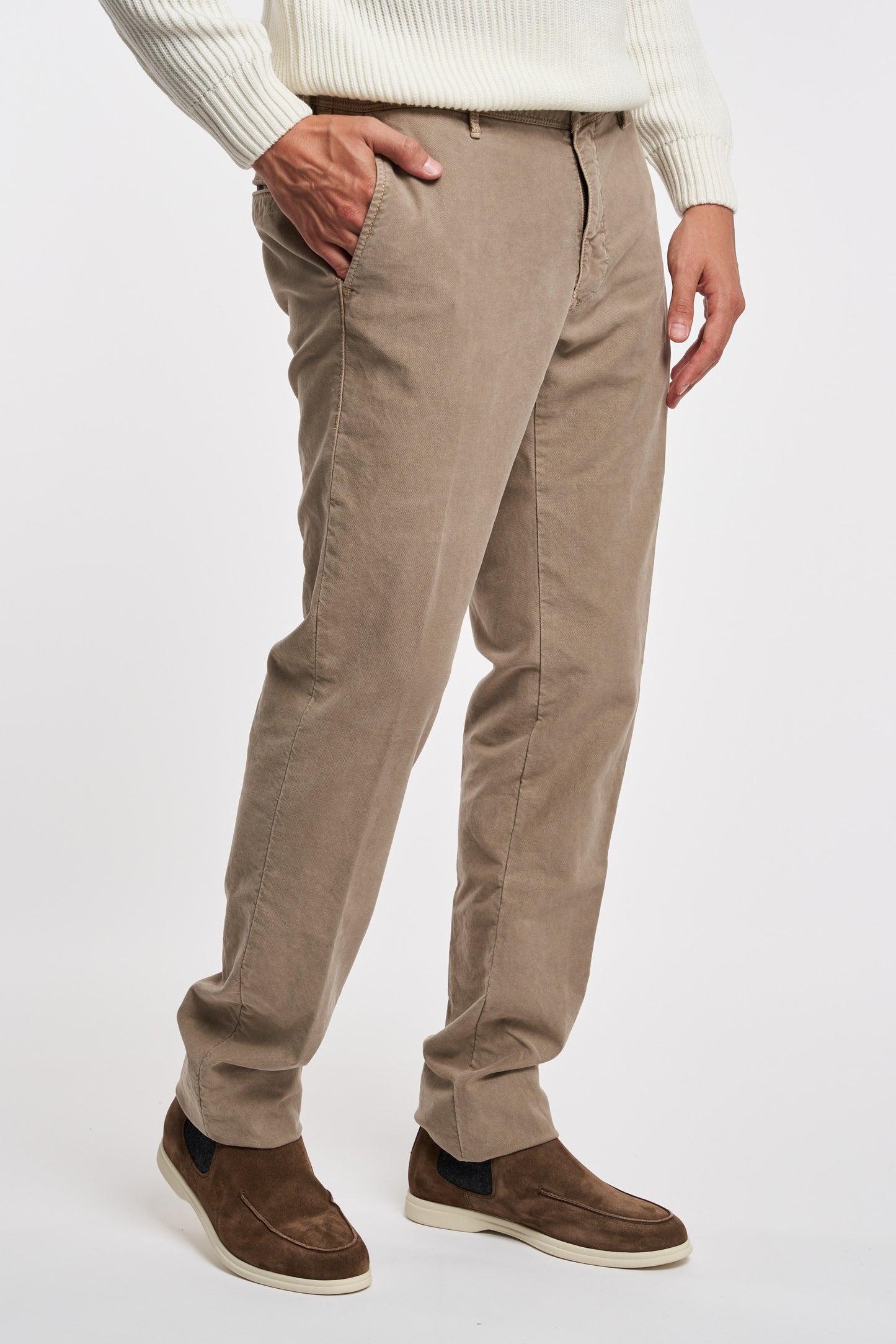  Incotex Slacks Pantalone Gabardina Grigio Beige Uomo - 2