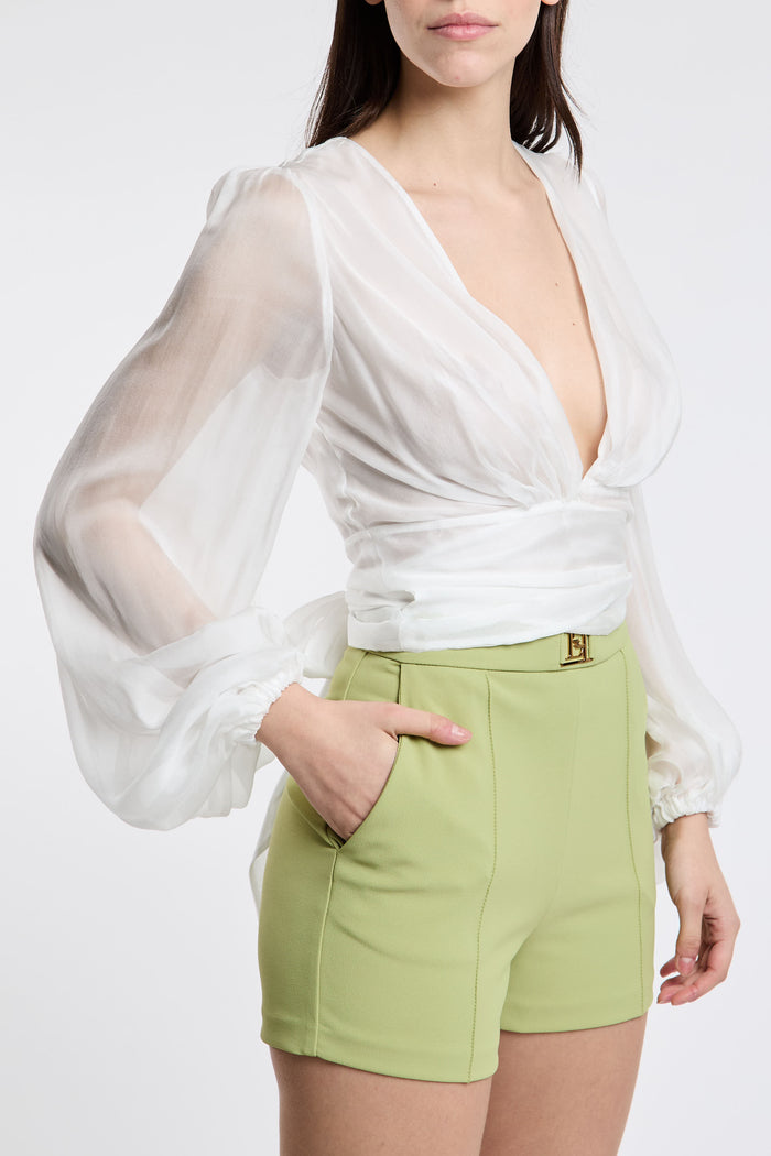  Elisabetta Franchi Shirt 100% Silk White Bianco Donna - 3