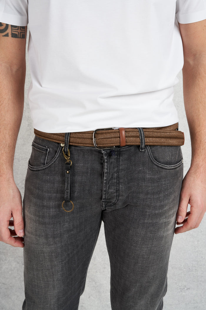 Orciani Elast Belt In Cotton And Suede Brown Men