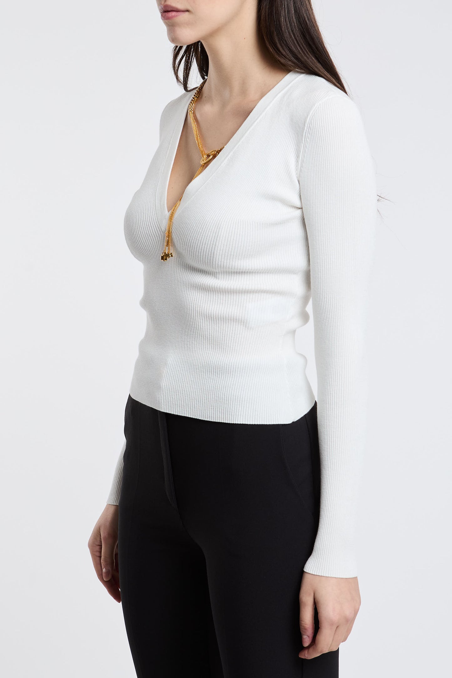  Elisabetta Franchi Sweater 72% Vi 28% Pl White Bianco Donna - 3