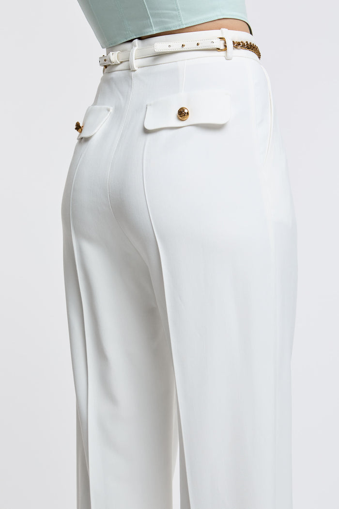  Elisabetta Franchi Trousers 97% Vi 3% Ea White Bianco Donna - 5