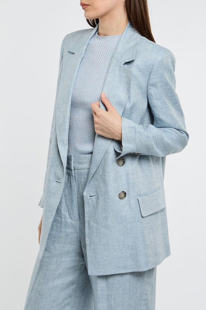  Peserico Double-breasted Jacket 100% Li Multicolor Azzurro Donna - 4