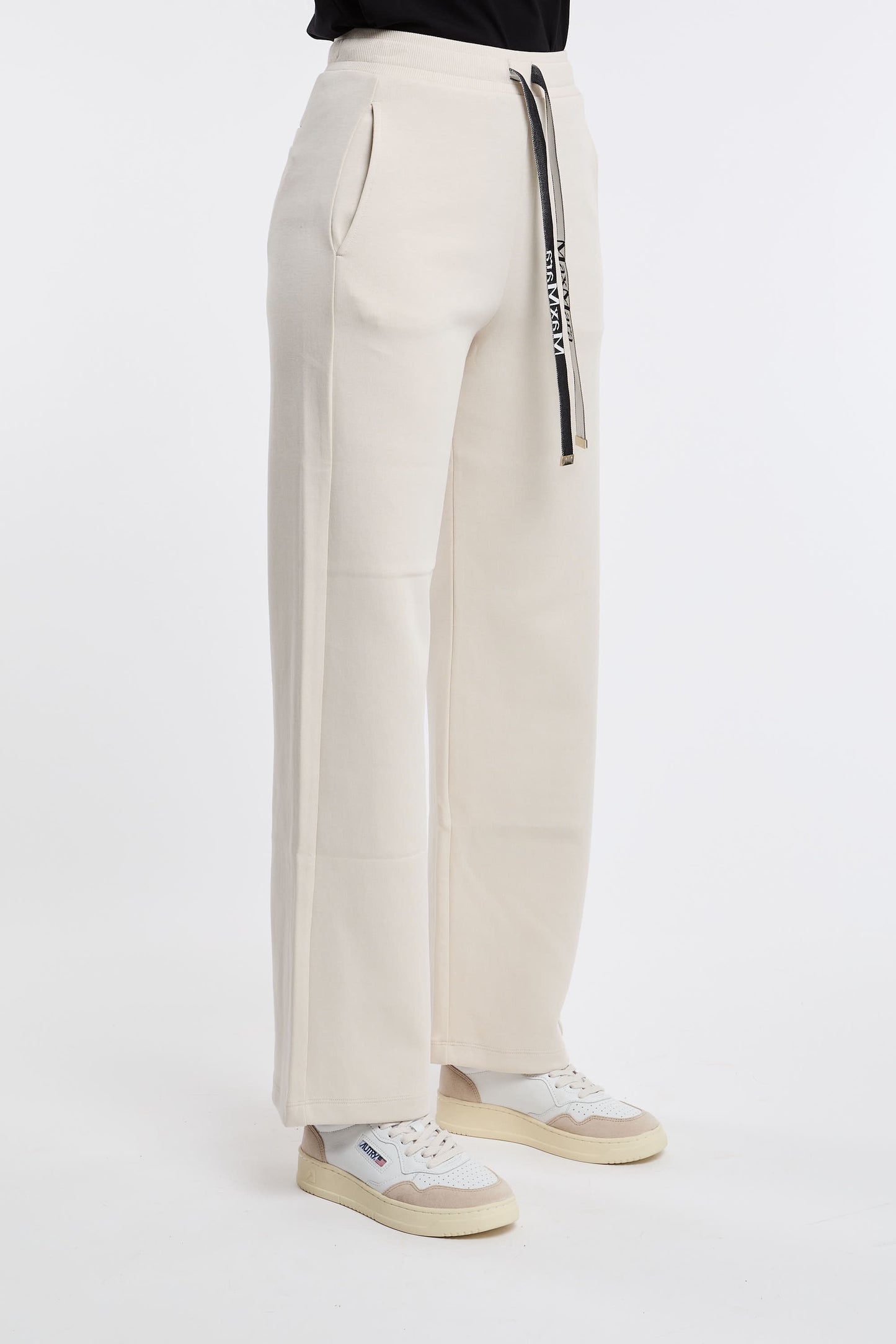  Max Mara S Trousers 78% Co 22% Pl White Beige Donna - 3
