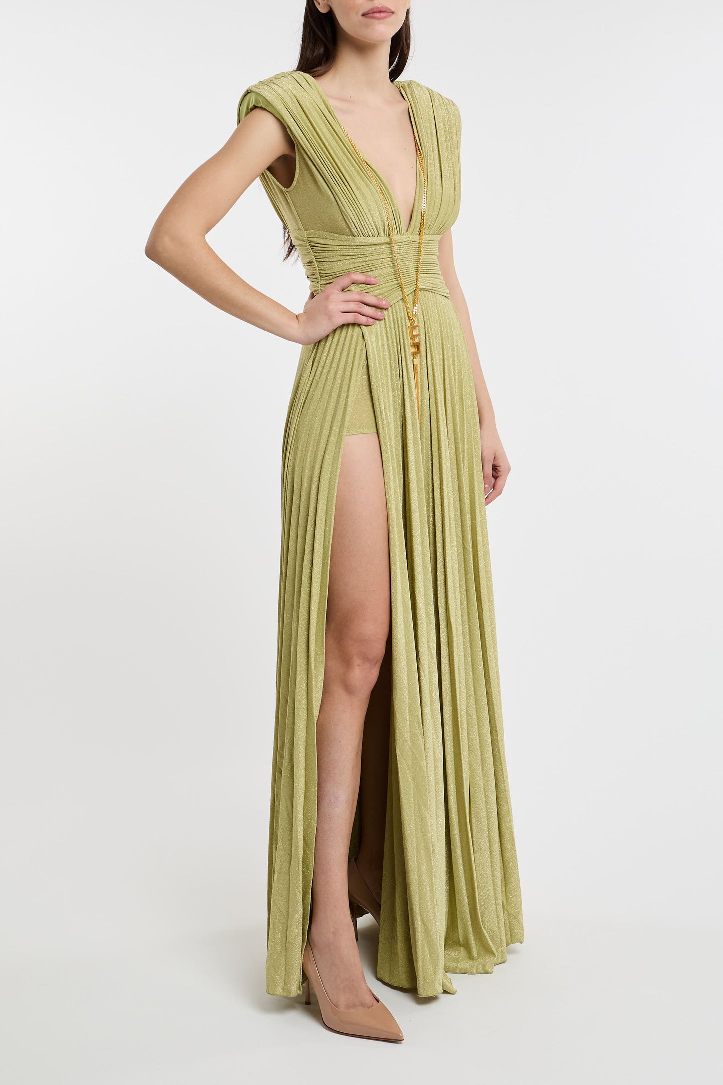  Elisabetta Franchi Multicolor Dress In Vi/pl/pa/ea Verde Donna - 4