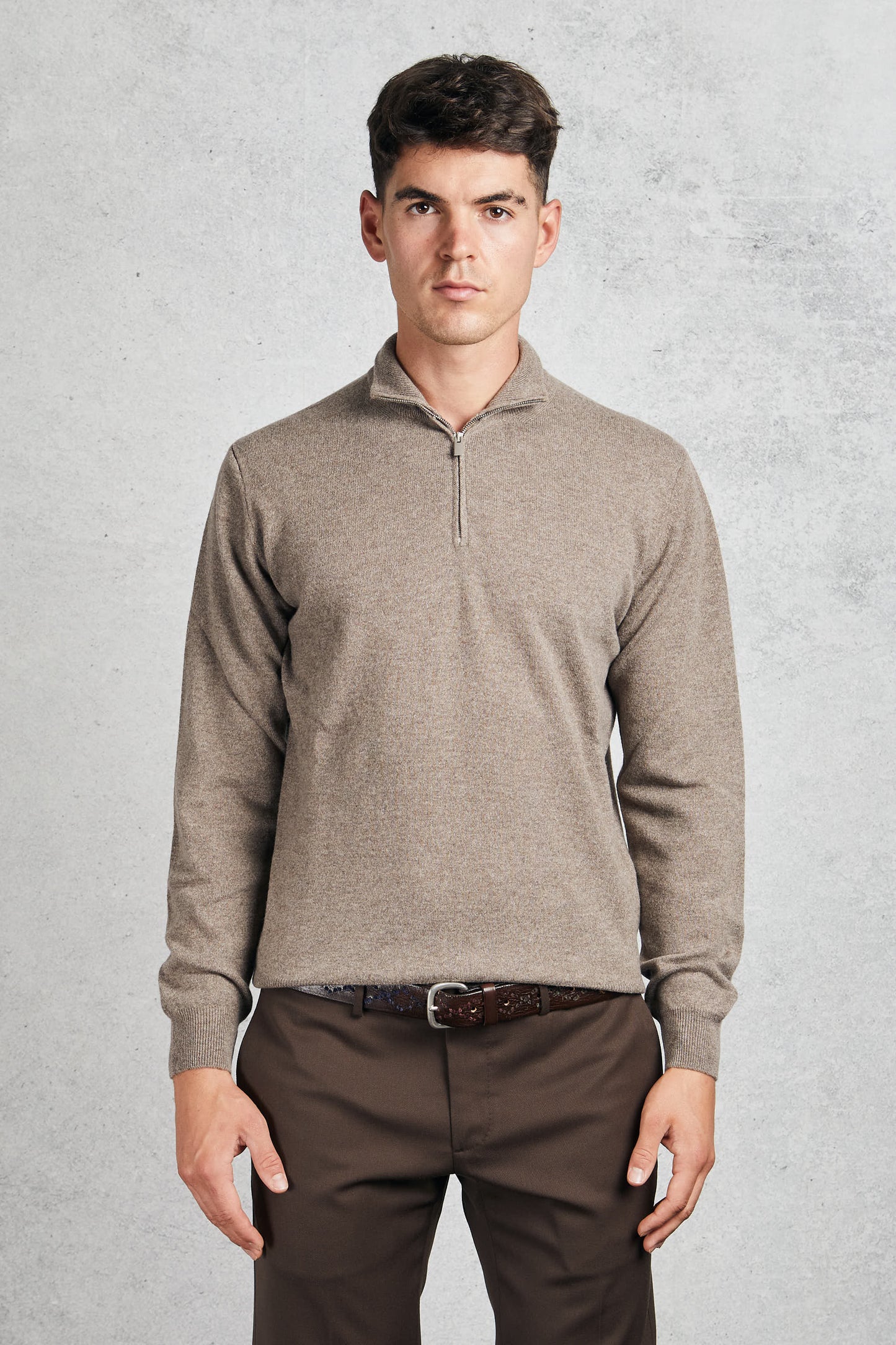  Filippo De Laurentiis Men's Brown Zip Neck Sweater Marrone Uomo - 7