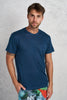 Mc2 Saint Barth Linen T-shirt With Front Pocket Blu Uomo