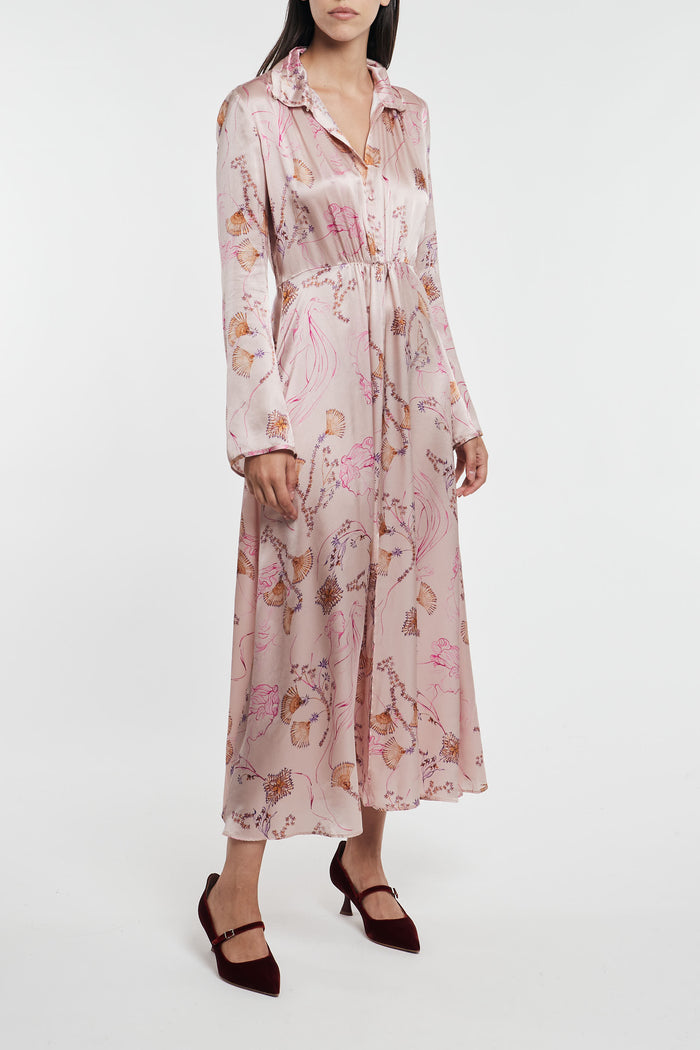  Forte_forte Long Dress In Silk Satin With Multicolor Muse Print By Forte Forte Woman Rosa Donna - 3