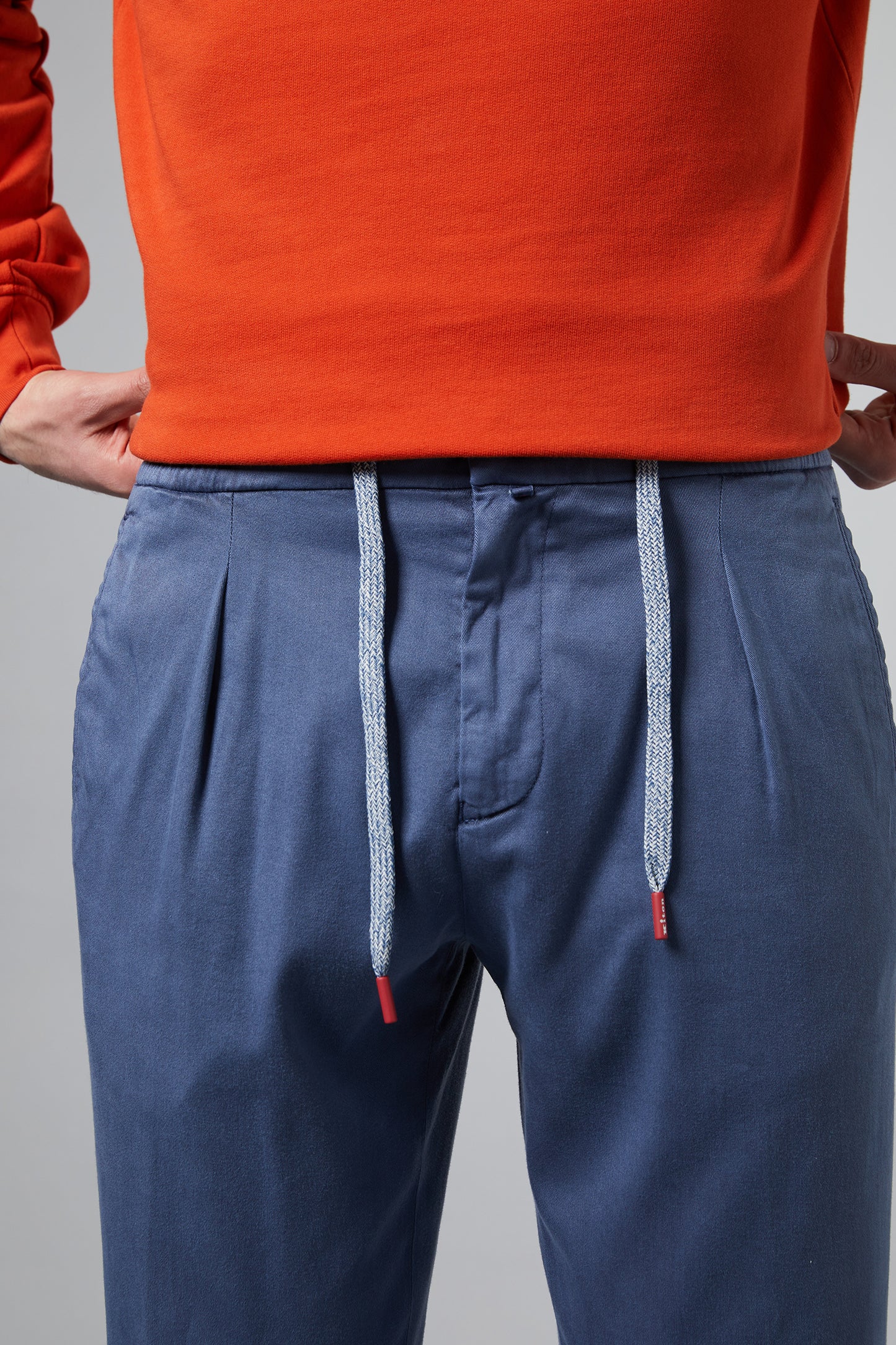  Kiton Pantalone Modello Laccio 1 Pence Con Zip Blu Blu Uomo - 3