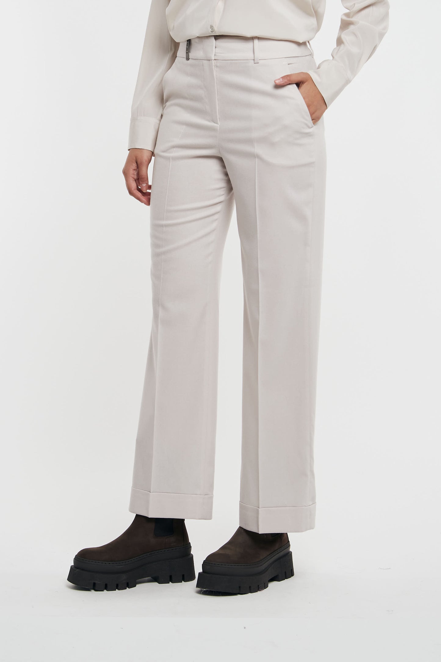  Peserico Pantalone Flanella Stretch In Lana Lurex Rosso Rosso Donna - 2
