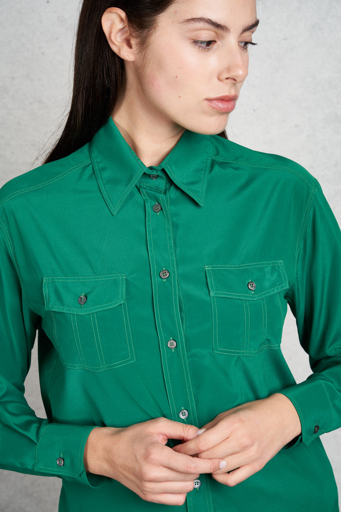  Robert Friedman Women's Green Silk Shirt Verde Donna - 6