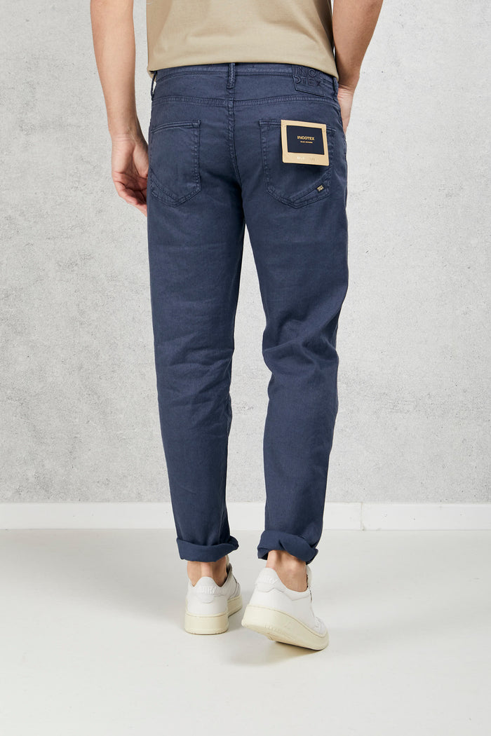  Incotex Denim Jeans Cotone E Lino Blu Blu Uomo - 4