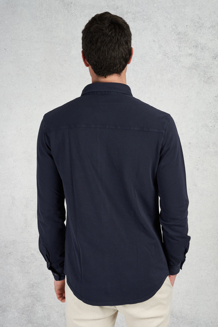 Fedeli Camicia Steve M/l Piquet Giza Organic Blu Blu Uomo - 4
