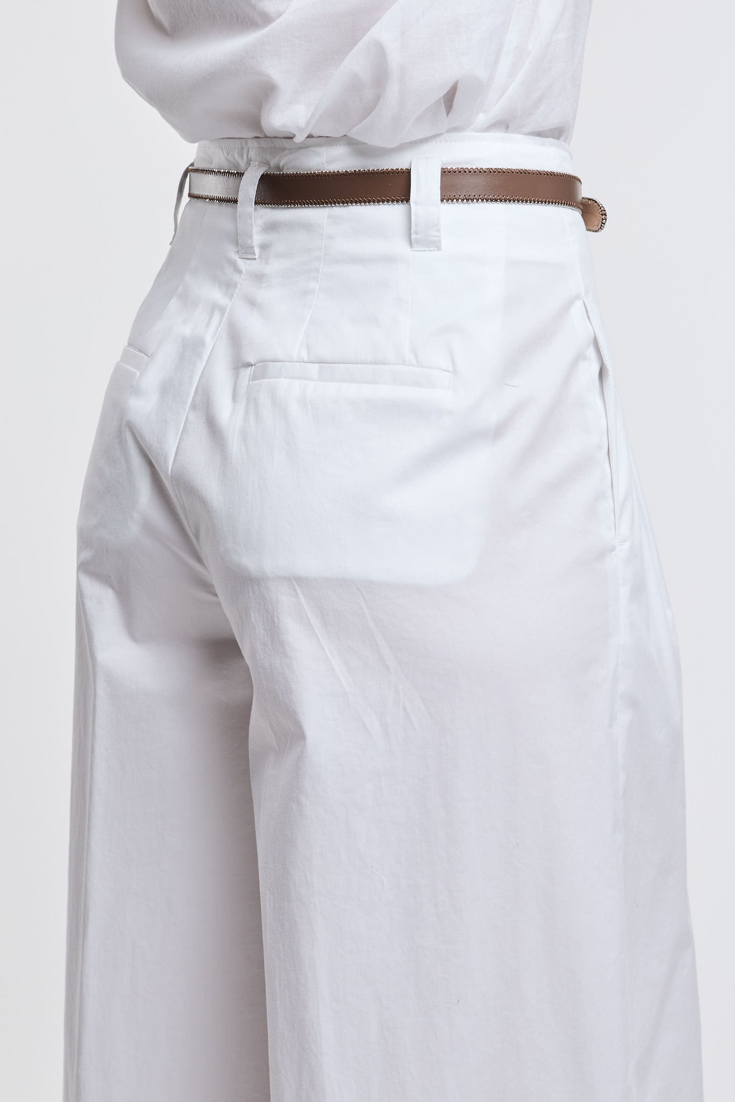 Peserico Pantalone Rasatello Di Cotone Stretch Bianco Bianco Donna - 5