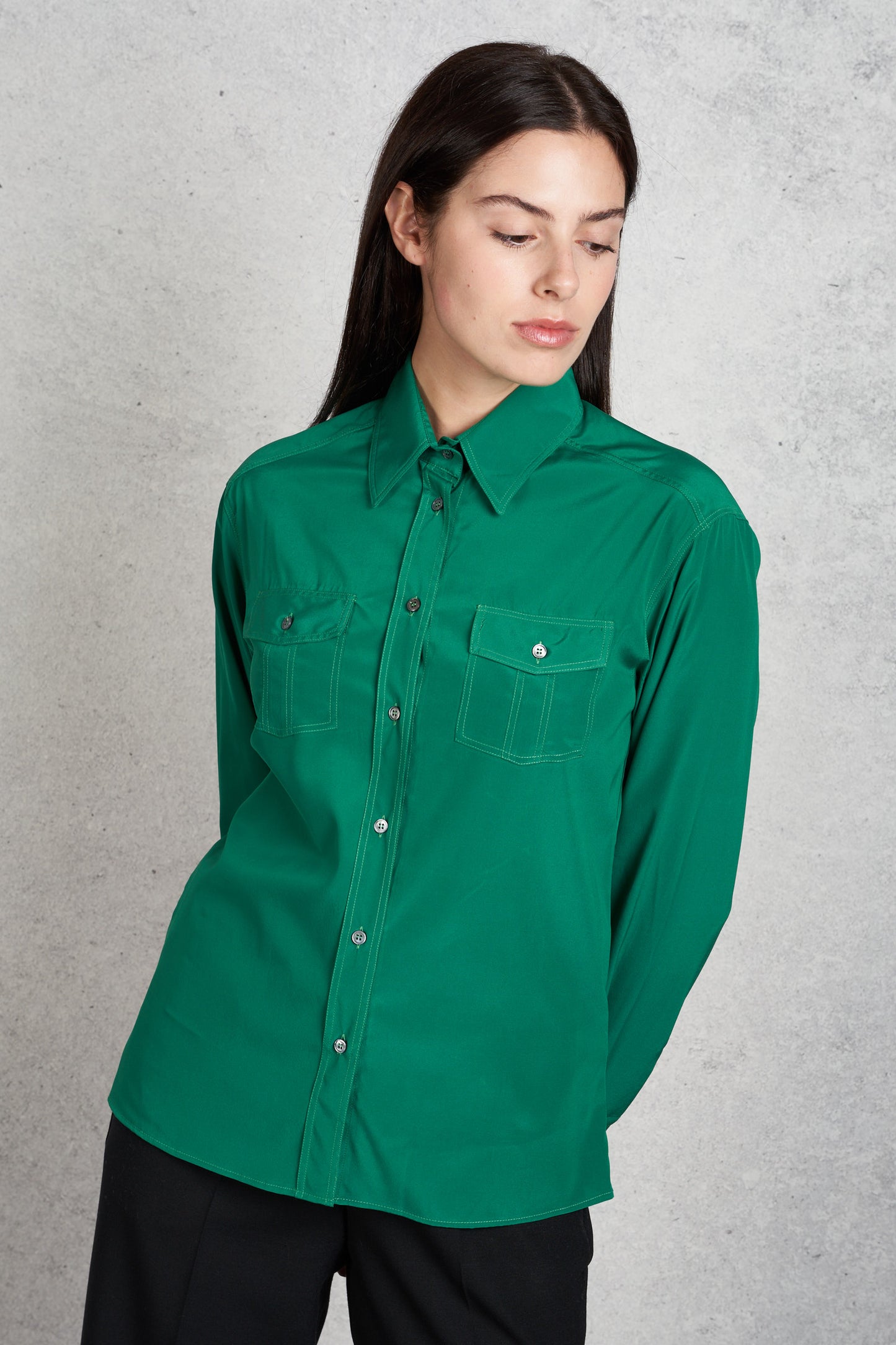  Robert Friedman Women's Green Silk Shirt Verde Donna - 2