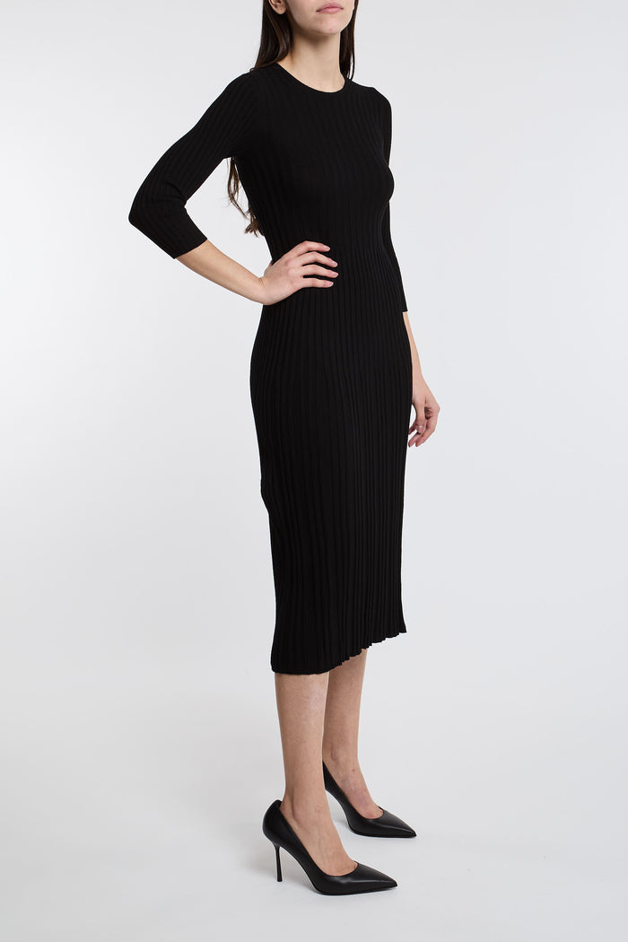  Max Mara Weekend Fitted Soft Black Dress 77%vi 23%pl Nero Donna - 3