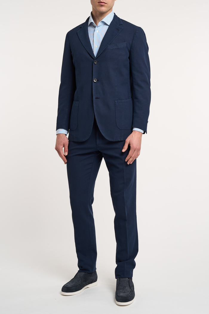 Santaniello Blue Cotton and Linen Suit