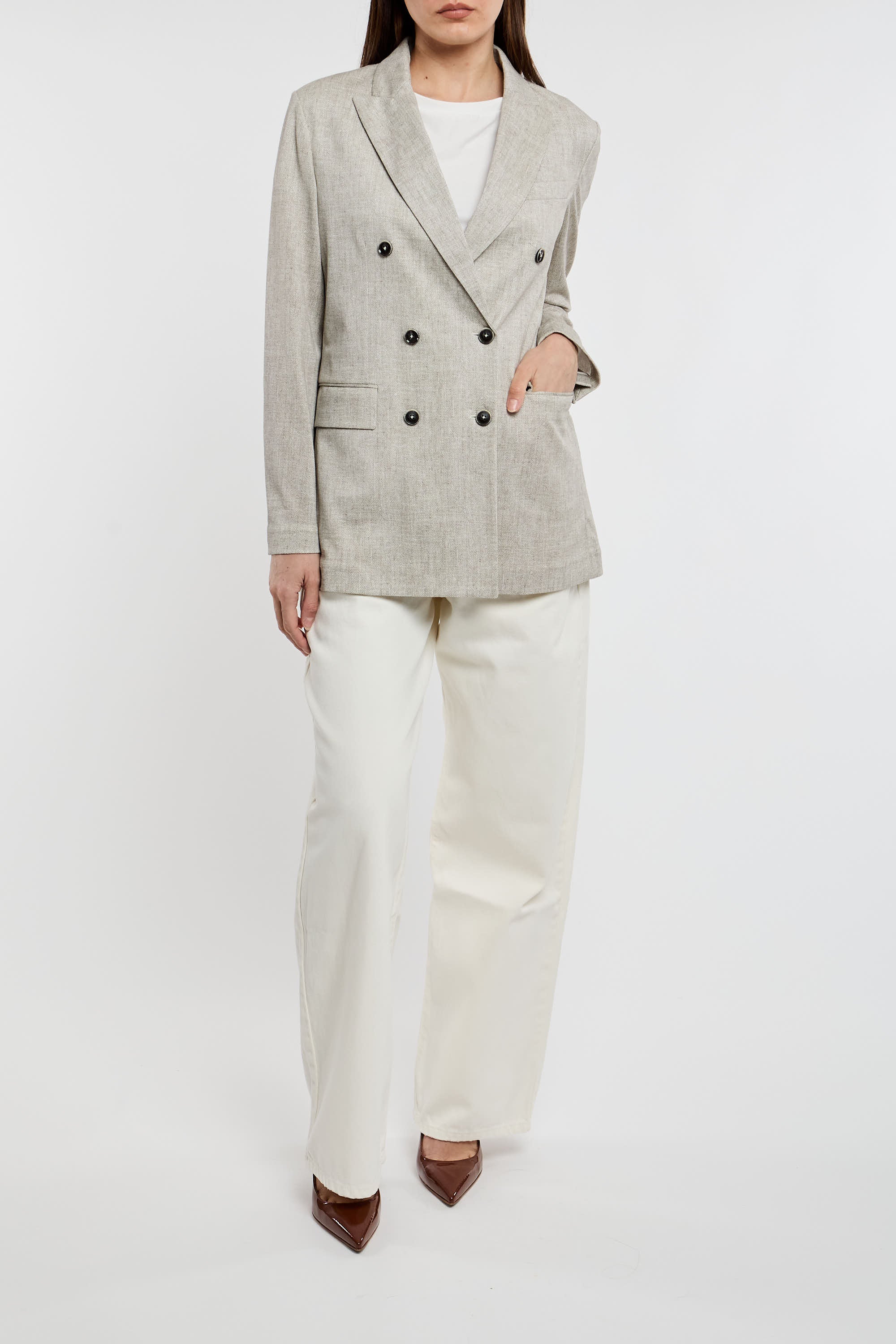 Circolo 1901 textured double-breasted suit - Neutrals