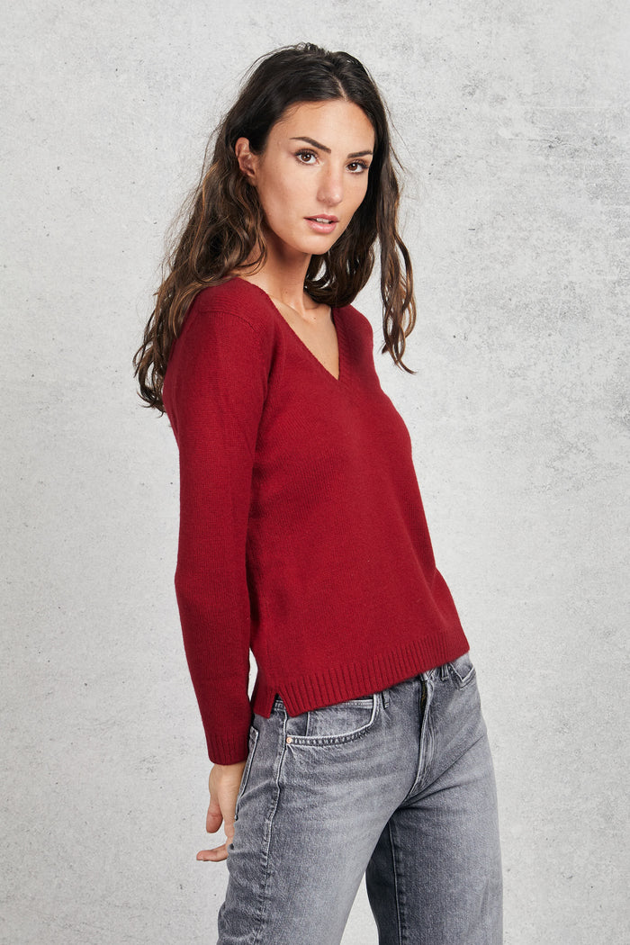 Be You Women's Red V-Neck Sweater-2