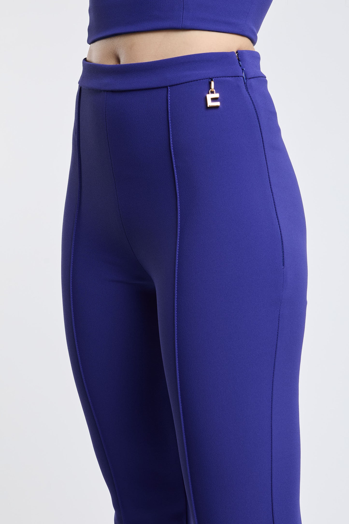  Elisabetta Franchi Blue Trousers 96% Pl 4% Ea Blu Donna - 6