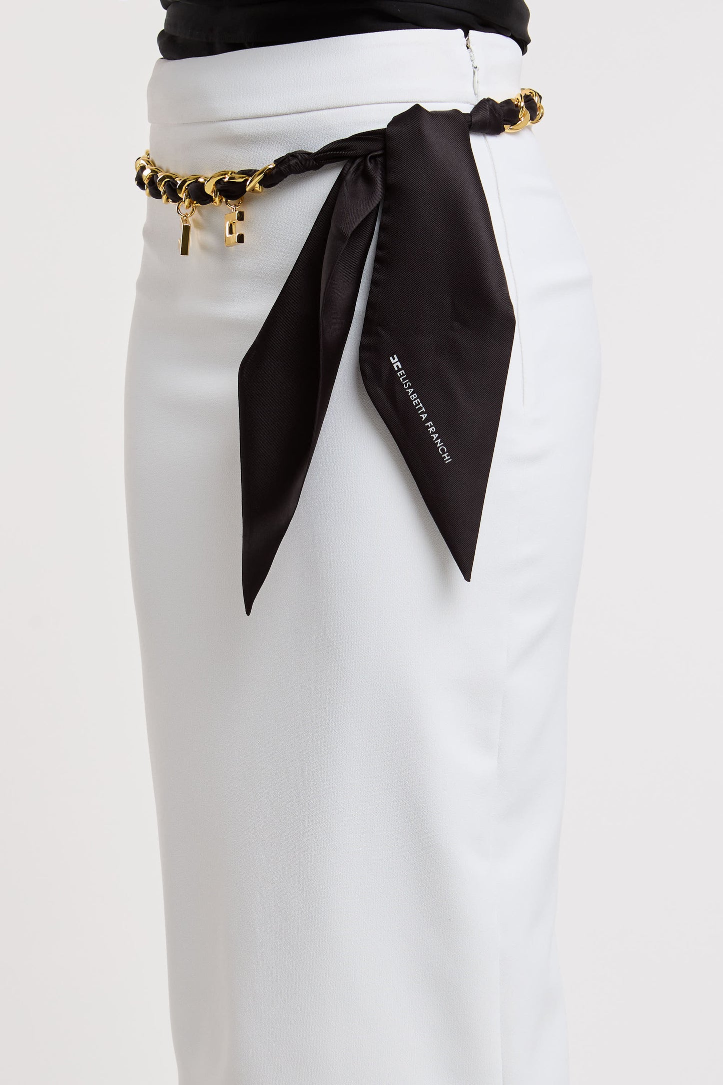  Elisabetta Franchi Wrap Skirt In 95% Pl 5% Ea White Bianco Donna - 5