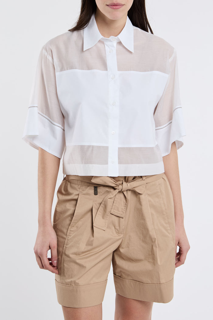  Peserico Camicia Organza Misto Seta E Cotone Multicolor Bianco Donna - 2