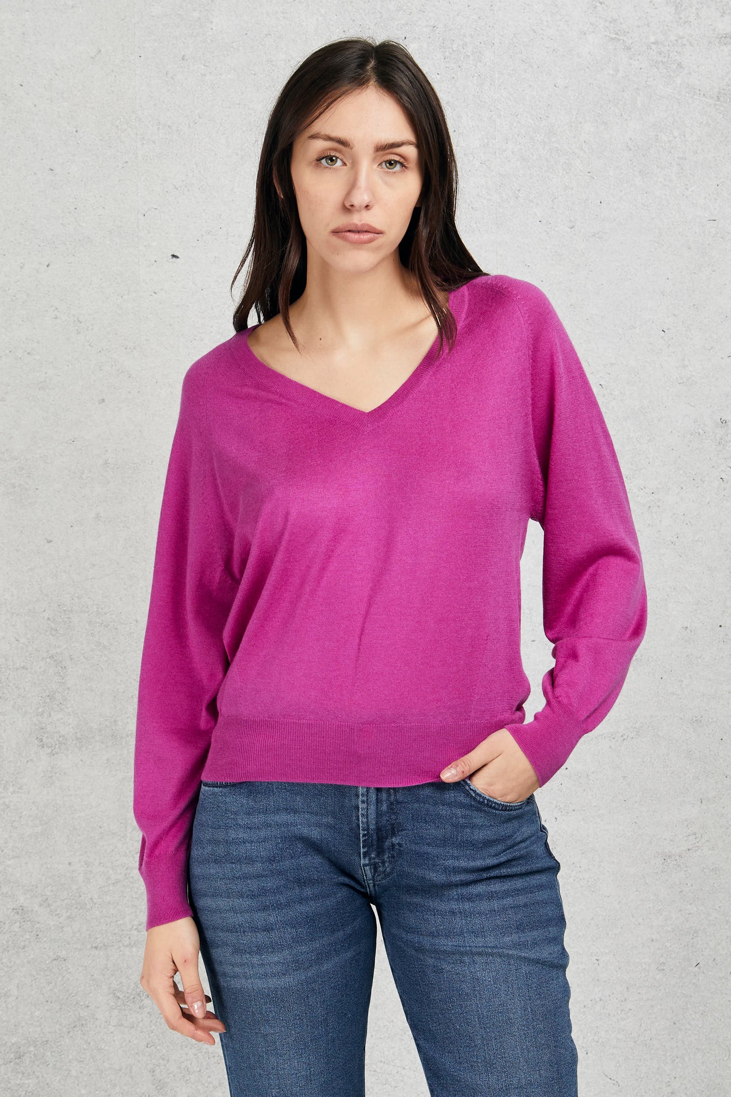  Purotatto V Neck Sweater Pink Women Rosa Donna - 1