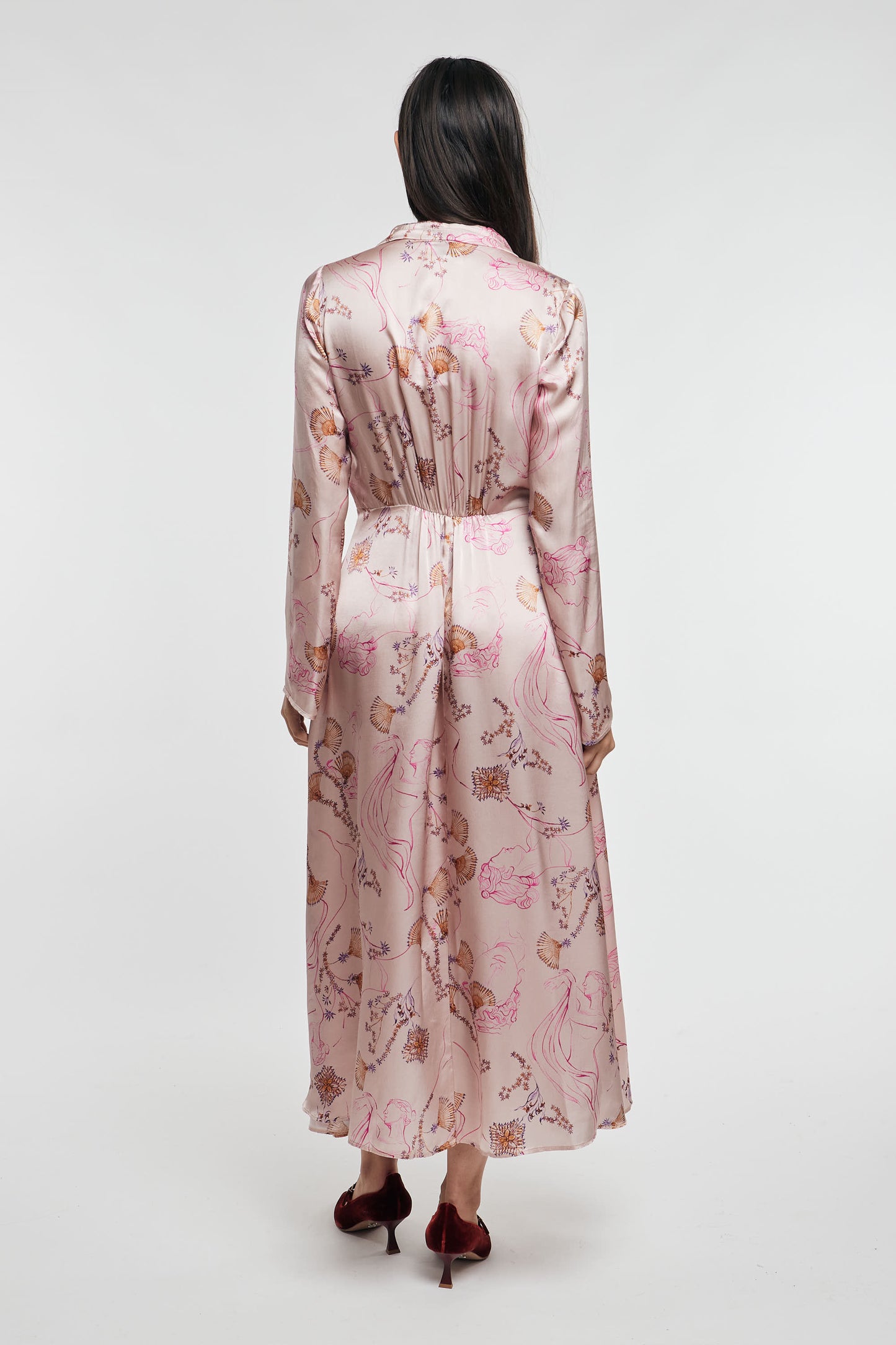 Forte_forte Long Dress In Silk Satin With Multicolor Muse Print By Forte Forte Woman Rosa Donna - 4