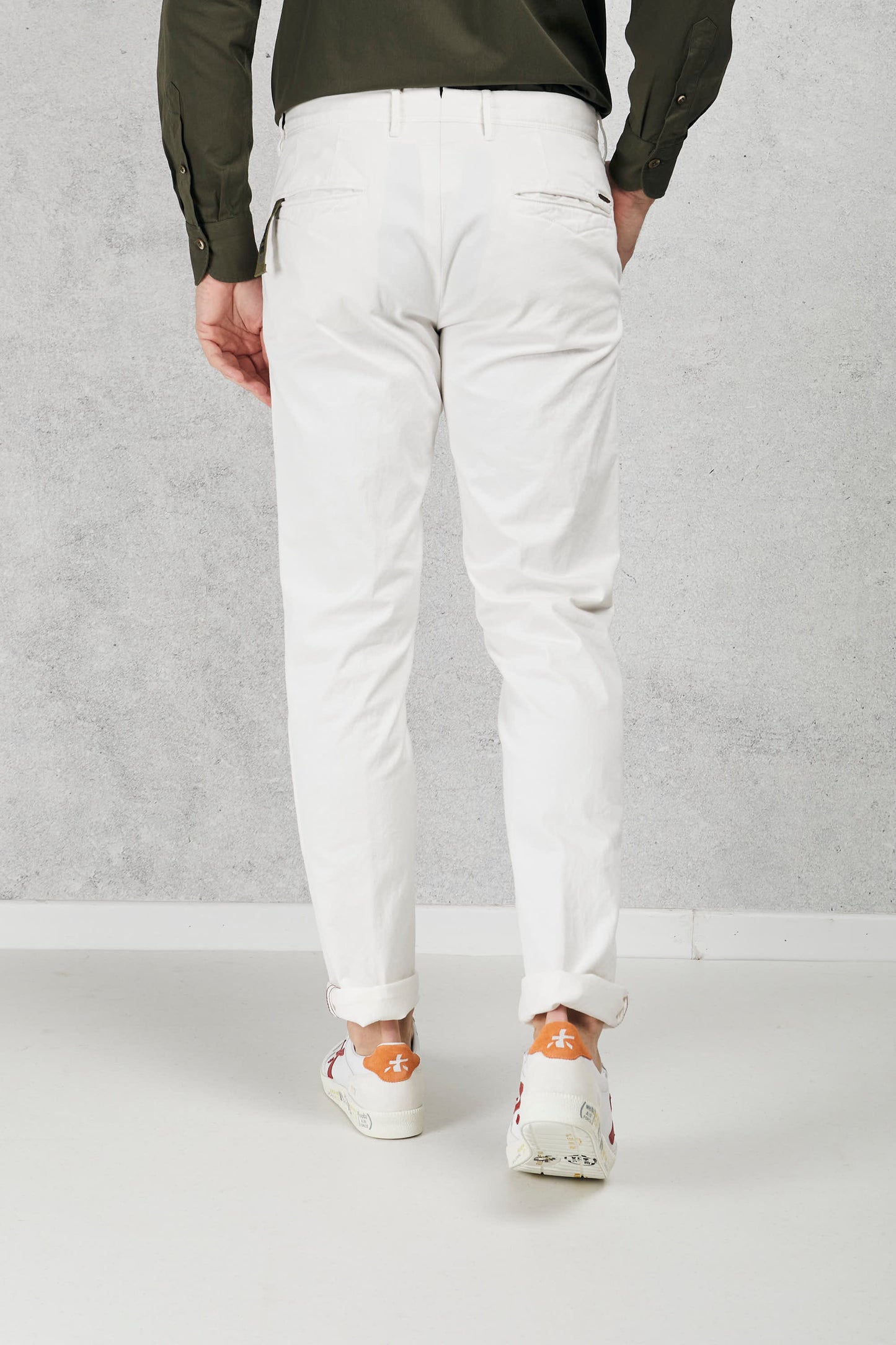  Incotex Slacks White Stretch Gabardine Pants For Men Bianco Uomo - 4