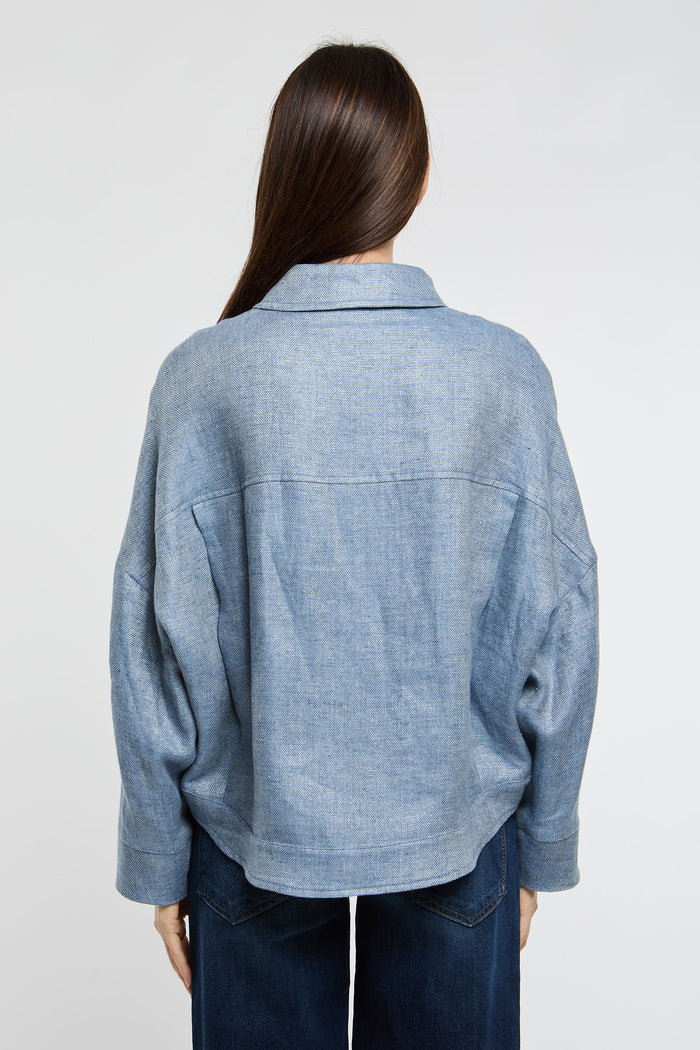  Herno Padded Shirt Jacket 98% Wv 1% Pa 1% Mz Light Blue Azzurro Donna - 5