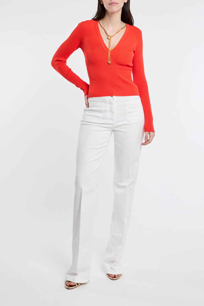  Elisabetta Franchi Sweater 72% Vi 28% Pl Red Bianco Donna - 1