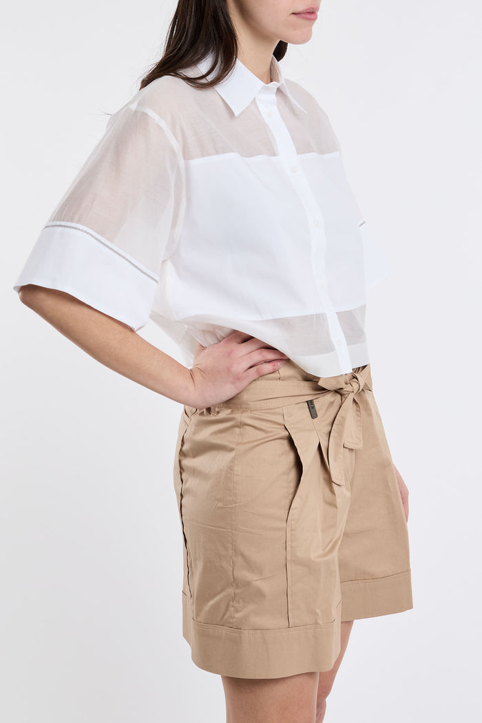  Peserico Camicia Organza Misto Seta E Cotone Multicolor Bianco Donna - 4
