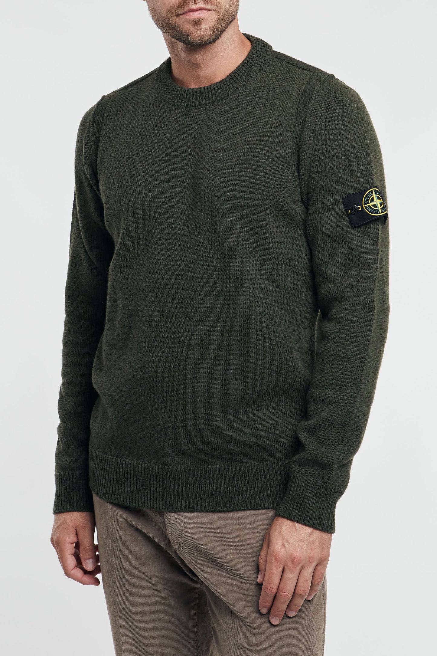  Stone Island Maglia Lambswool Verde Verde Uomo - 3