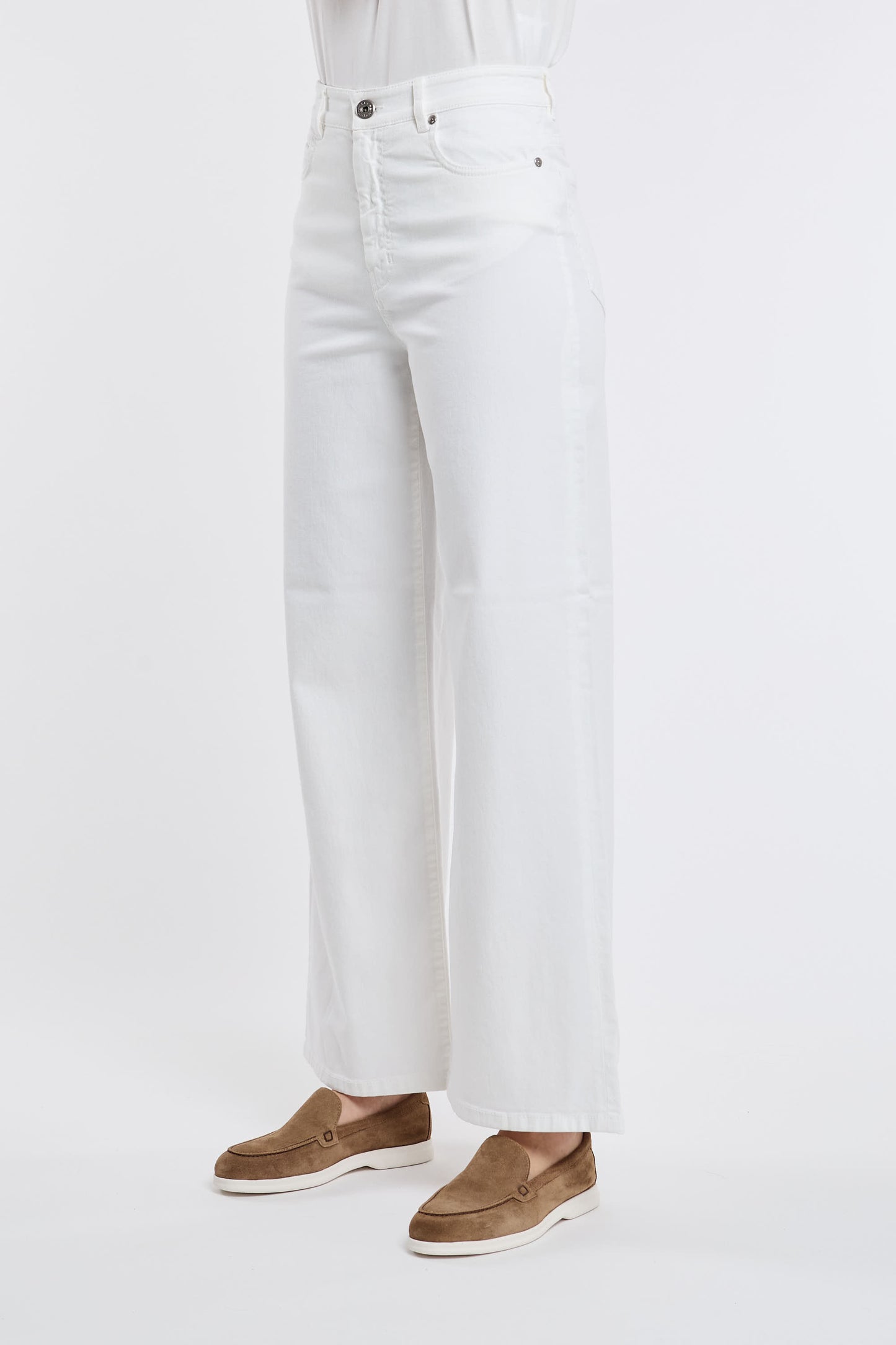  Max Mara Weekend Jeans 98% Co 2% Ea Bianco Bianco Donna - 2