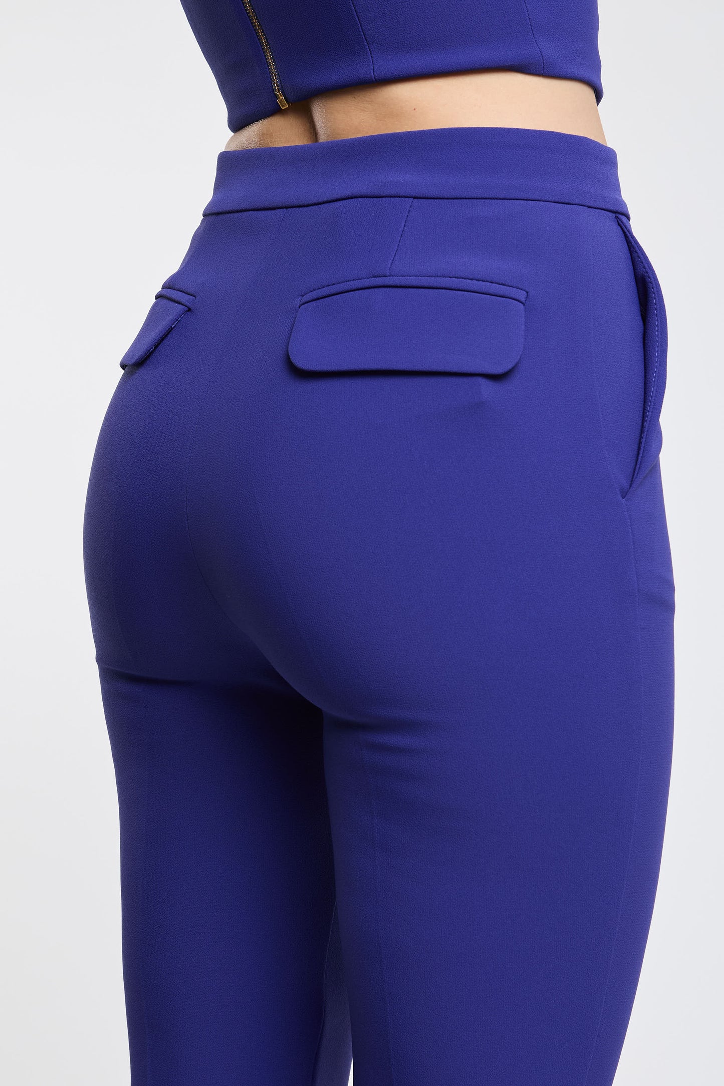  Elisabetta Franchi Pantalone Blu 96% Pl 4% Ea Azzurro Donna - 6