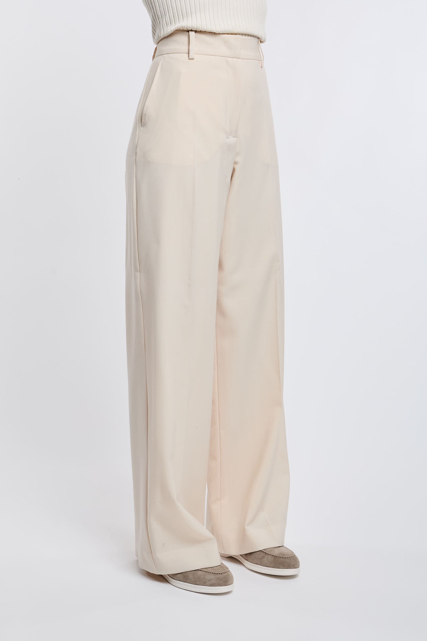  Max Mara Weekend Trousers 100% Wv White Beige Donna - 3